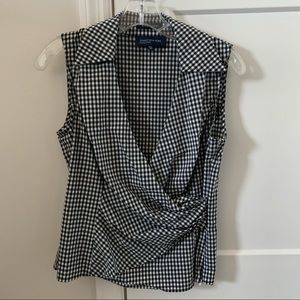 JNY black/white plaid tank blouse